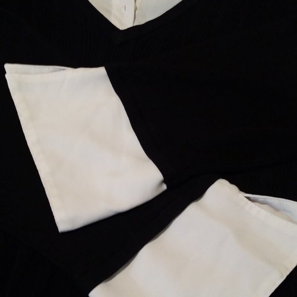 Fred David Black and White Collared Sweater - Picture 5 of 7